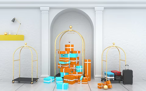 Modern Gift Box Luggage Cart 3d model