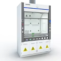 Laboratory Fume Hood Featuring Glass Door Control Panel And Warning Sign Cabinets