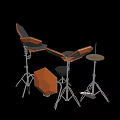 Orange Musical Instrument Drum Set with Drums Cymbals Stands and Stool