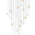Modern Contemporary Chandelier Design With Hanging Spherical Glass Metal And Blue Accent Orbs