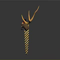 Decorative Wall Decor With Golden Antlers Red Bows And Twisted Band