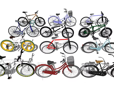 Assorted Colorful Bicycles Collection With Different Styles And Designs 3d model