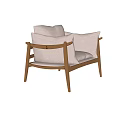 Elegant Modern Leisure Chair With Wooden Frame Beige Cushions And Armrests