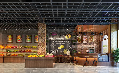 Industrial LOFT Fruit Shop 3d model