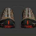 Beige Black Outdoor Hiking Shoes With Red Accent Sole And Stripe Lace Design