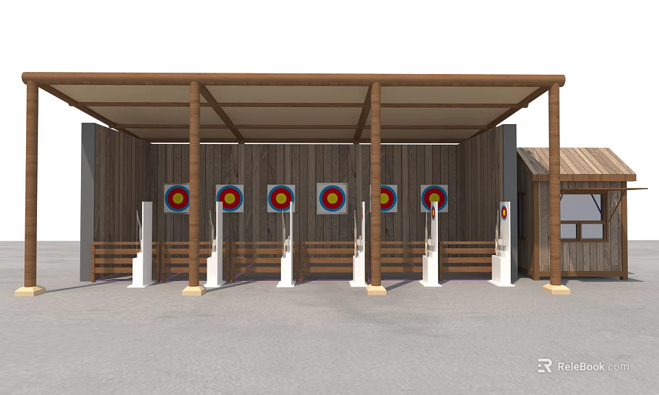 Outdoor Covered Shooting Range With Target Practice Stations And Training Area 3d model 