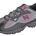 Gray And Pink Athletic Shoes With N Logo Lace Up Design And Traction Sole