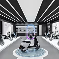 Yadea Electric Scooter Showroom Interior with Neatly Arranged Vehicles and Modern Lighting