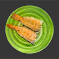 Golden Brown Shrimp Dumplings With Cheesy Topping On Green Plate