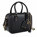 Small Burgundy Furla Leather Handbag With Chain Strap And Gold Hardware