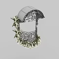 Decorative Wrought Iron Canopy With Intricate Patterns Adorned With White Flowers And Green Leaves