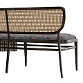 Stylish Multi Seater Sofa With Wicker Backrest Floral Cushion Striped Blanket And Black Metal Frame
