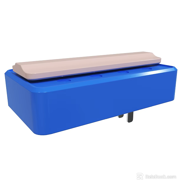 Blue Base Platform With Light Colored Lid And Smooth Surface Design 3d model 