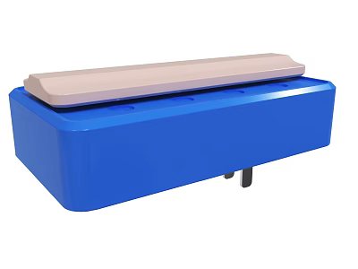 Blue Base Platform With Light Colored Lid And Smooth Surface Design 3d model