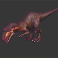 Realistic 3D Tyrannosaurus Rex Dinosaur With Purple Red Yellow Skin And Open Mouth