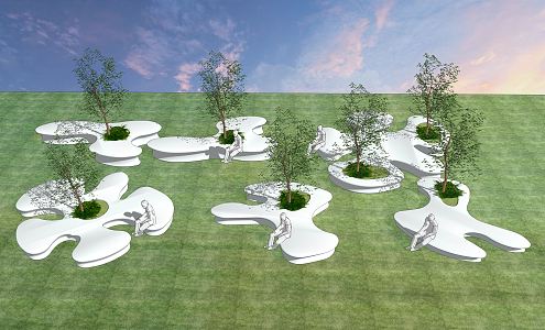 Modern Outdoor Chair Tree Pond Landscape Seat Landscape Tree Pond Flower Pond Park Structure Landscape Plant Potted Plant 3d model