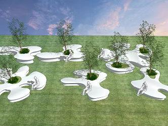 Modern Outdoor Chair Tree Pond Landscape Seat Landscape Tree Pond Flower Pond Park Structure Landscape Plant Potted Plant 3d model