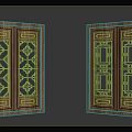 Double Traditional Wooden Doors With Intricate Carved Designs And Glass Panels