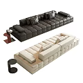 Modern Multiplayer Sofa Lawrence Sofa Leather Sofa Modular Sofa Combination Sofa Three-Seat Sofa Stainless Steel Side 3d model