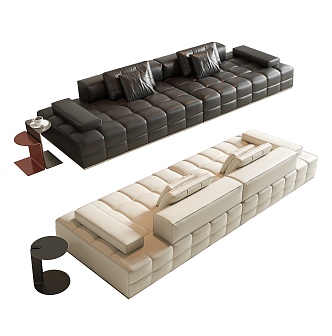 Modern Multiplayer Sofa Lawrence Sofa Leather Sofa Modular Sofa Combination Sofa Three-Seat Sofa Stainless Steel Side 3d model