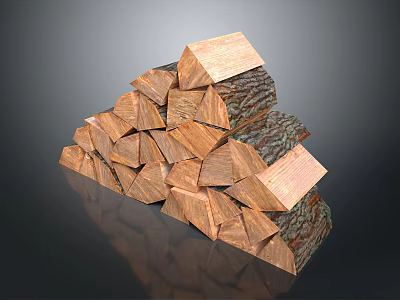 Natural Wood Firewood Stacked for Daily Household Heating and Cooking Use 3d model