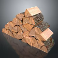 Natural Wood Firewood Stacked for Daily Household Heating and Cooking Use