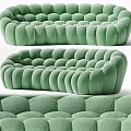 Modern Green Velvet Sofa With Tufted Design Rounded Arms And Comfortable Seating