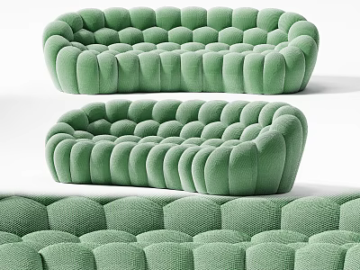 Modern Green Velvet Sofa With Tufted Design Rounded Arms And Comfortable Seating 3d model