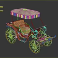Vintage Horse Carriage Design With Beige Canopy Red Frame Beige Seats And Orange Wheels
