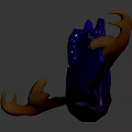 Fantastical Purple And Blue Deer Character With Large Antlers And Glowing Spots In Mystical Style