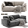 Modern Soft Velvet Double Seater Sofa With Decorative Pillows And Cozy Striped Throw Blanket