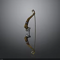 Traditional Decorative Bow With Wooden Curved Structure And Metal Accents