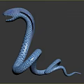 Blue Cobra with Scaled Texture and Coiled Body on Smooth Reflective Surface 3d model