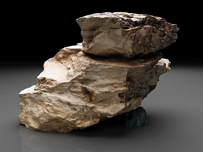 Natural Stacked Stone Sculpture With Rough Surface Texture And Black Base 3d model