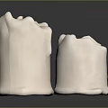 Three White Candles With Melted Wax For Home Furniture Decoration