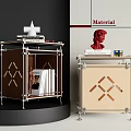 Modern Side Table With Metal Frame Wooden Panel And Geometric Cutouts For Living Room