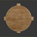 Modern Wooden Stool With Round Seat And Four Smooth Light Brown Legs For Minimalist Interior