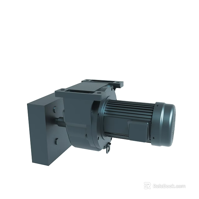Industrial Gear Reducer Motor With Black Casing And Power Transmission Components 3d model