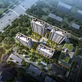 Birds Eye View Master Plan Of Residential High Rises With Green Spaces And Road Networks
