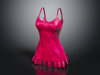 Pink Sleeveless Dress With Ruffle Hem Smooth Fabric And Feminine Fashion Design 3d model