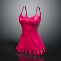 Pink Sleeveless Dress With Ruffle Hem Smooth Fabric And Feminine Fashion Design