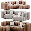 Modern Modular Sofa Designs With Soft Fabric And White Decorative Pillows 3d model