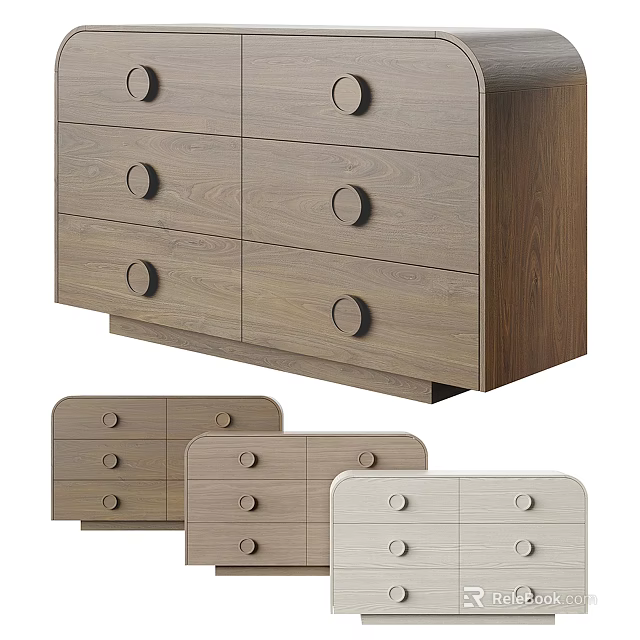 Modern Wooden Entryway And Side Cabinets With Round Knobs And Various Colors 3d model 