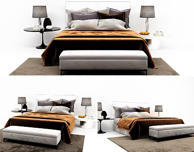Modern Double Bed 3d model
