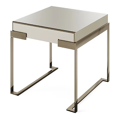 Modern Stylish Nightstand With Sleek Surface One Drawer And Metal Frame Design 3d model