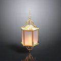 Elegant Golden Hanging Lantern With Glass Shade And Ornate Design For Interior Decoration