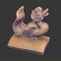 Game Movie Character Dragon Sculpture Traditional Style With Winged Tail And Square Base Detailed Design
