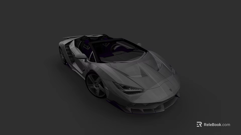 Gray Convertible Sports Car With Sleek Aerodynamic Design And Modern Styling 3d model 