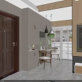 Modern Living Dining Room Interior With Wooden Walls Grey Sofa And Geometric Rug