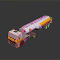 White And Yellow Tanker Truck With Shell Logo For Fuel Transport On Gray Background